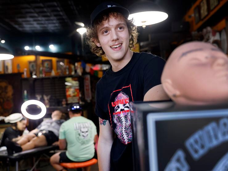 In addition to attending Dallas College, Colin Temple works as a piercer at Saints & Sinners...