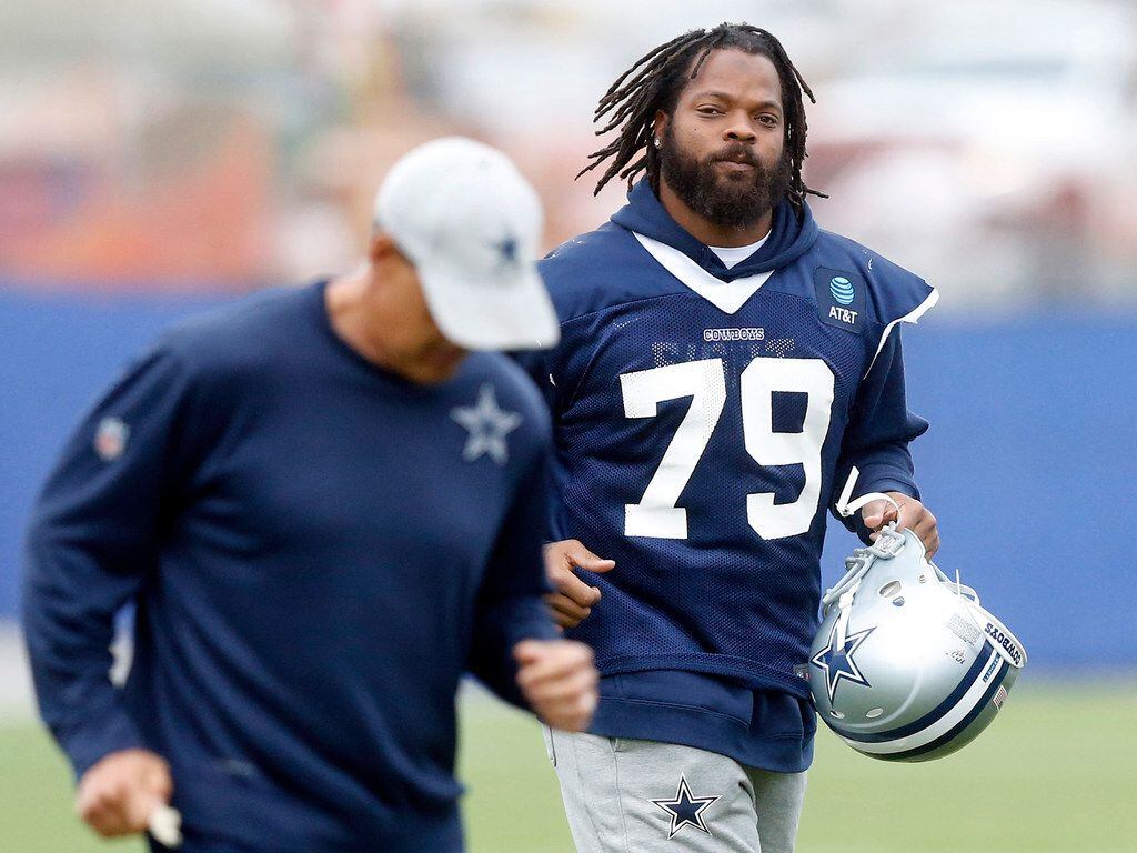 New Dallas Cowboys defensive end Michael Bennett Jr. (79) joins the team for practice at The...