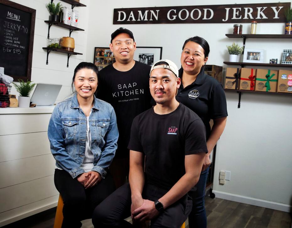 Saap Lao Kitchen co-founders (from left) Sandy Sichanh, Elson Douangdara, Frick Chanthorn...