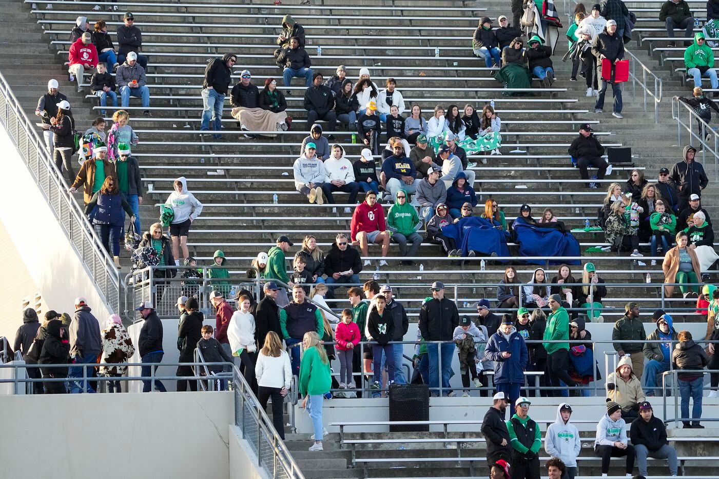The Southlake Carroll stands empty during the fourth quarter of a loss to Denton Guyer in...