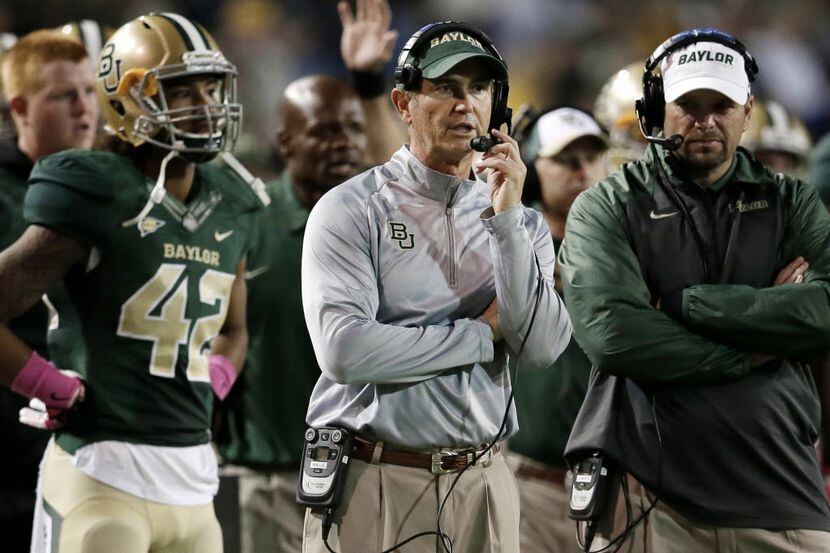In this Oct. 19, 2013, file photo, Baylor head coach Art Briles watches during the second...