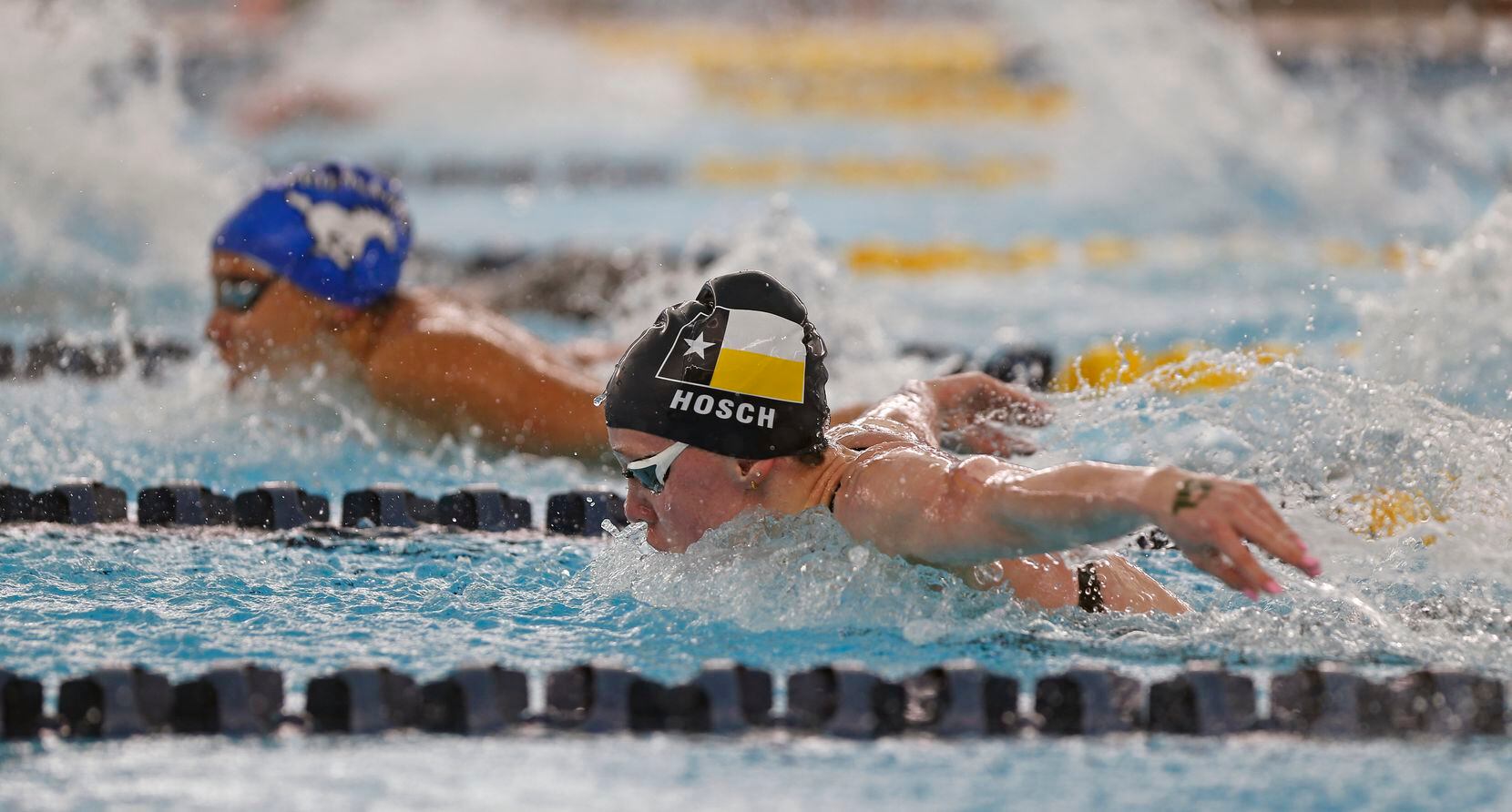 Highland Park's Lindsey Hosch competing in 100 yard Butterfly in UIL Girls 5A Finals on Tuesday, March 2,2021 at Bill Walker Pool and Josh Davis Natatorium