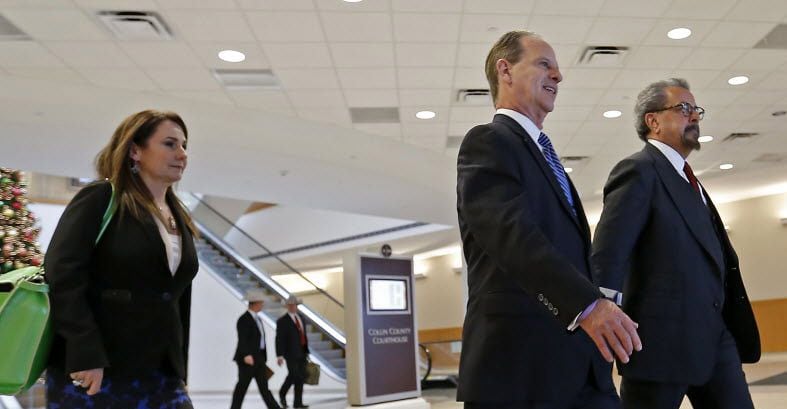 Special prosecutors Nicole DeBorde, Brian Wice and Kent Schaffer leave the Collin County...