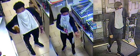 Imágenes de cámaras de vigilancia muestran a un sospechoso durante un robo agravado en una...