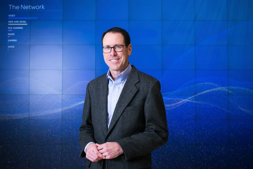 Randall Stephenson, chief executive of AT&T, inside of the company's headquarters in Dallas,...