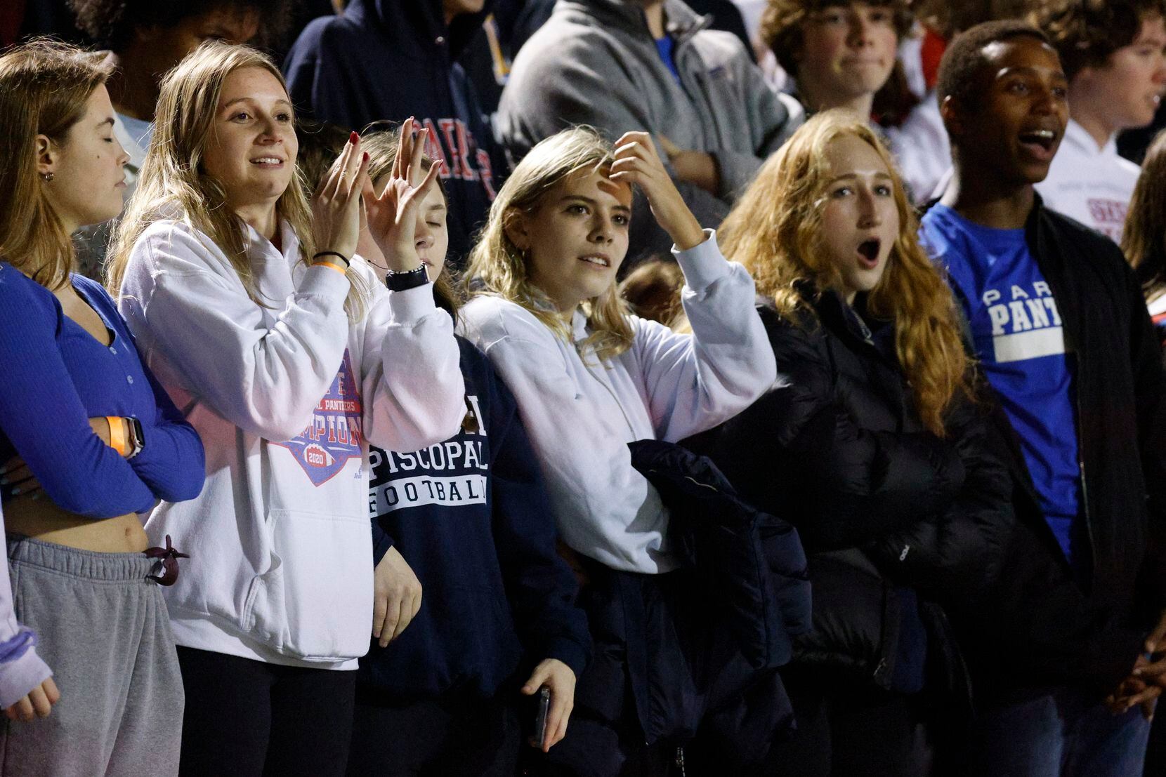 Parish Episcopal fans cheer during the second half of the TAPPS Division I state...