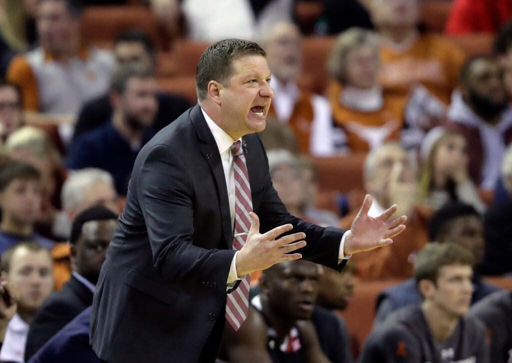 Texas Tech head Chris Beard calls to his players during the second half of an NCAA college...