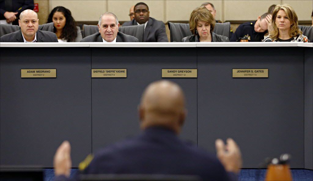 In 2014, Dallas City Council members listened to Dallas Police Department Chief David Brown...