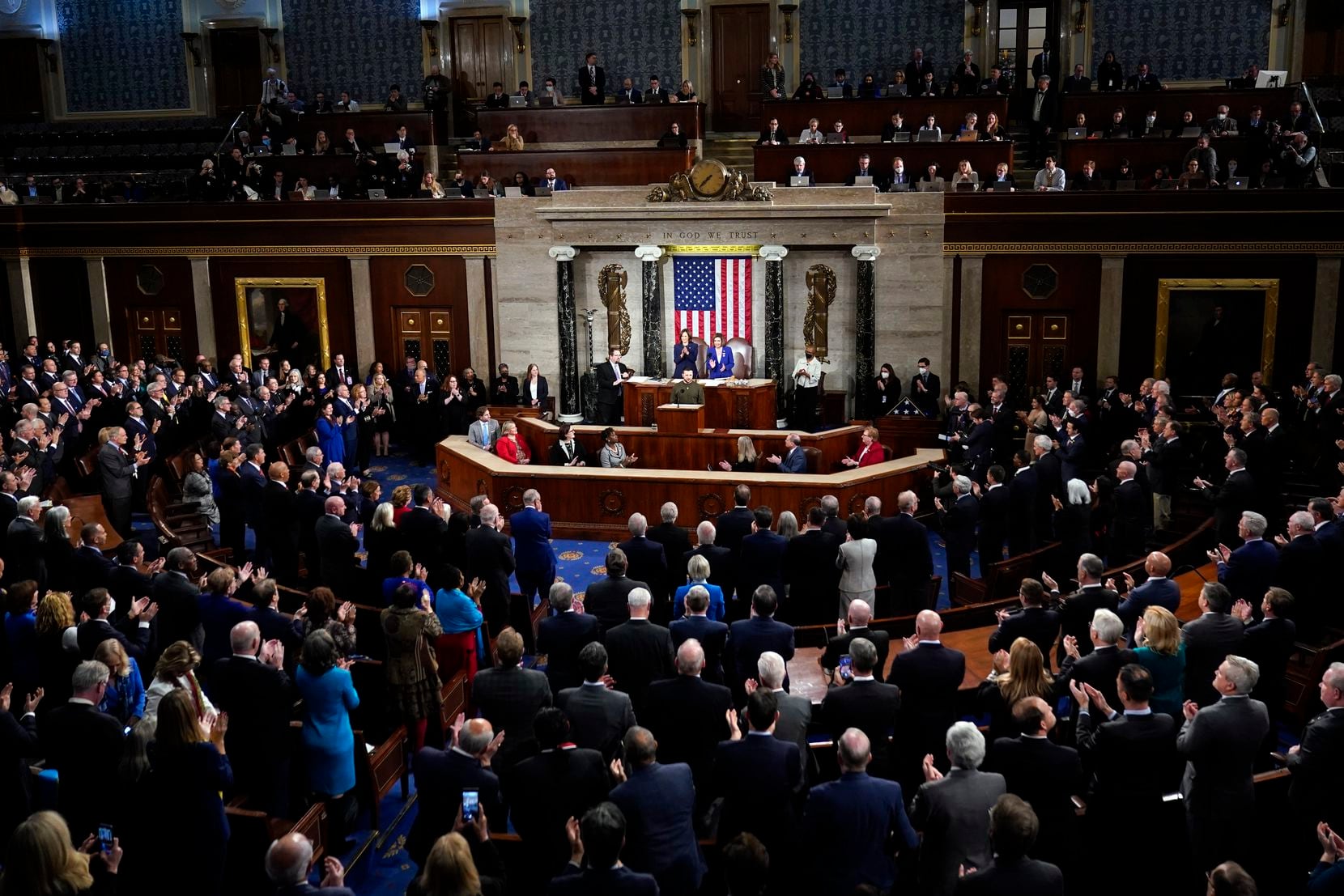 Ukrainian President Volodymyr Zelenskyy addresses a joint meeting of Congress on Capitol...