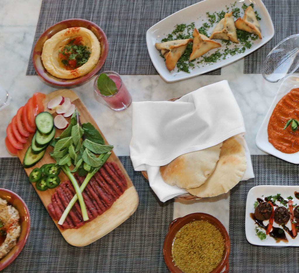 An assortment of meza (Lebanese tapas) available at Zatar