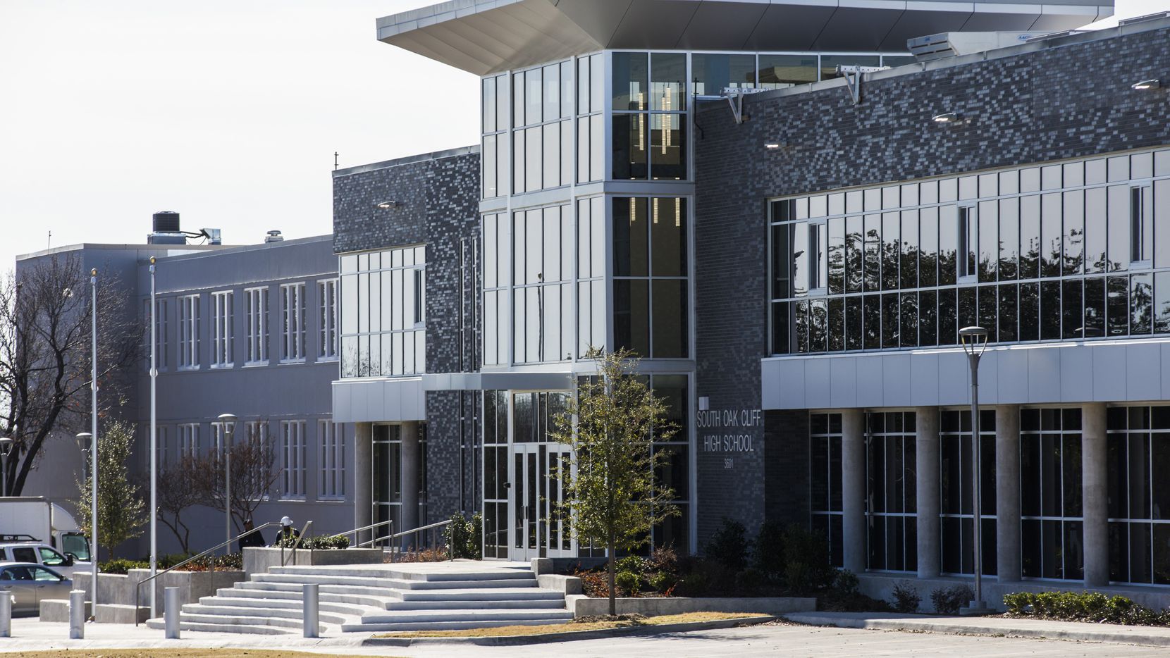 The new front entrance of South Oak Cliff High School on Thursday, December 19, 2019 in...