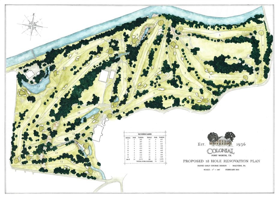The master plan of Colonial Country Club shows the plans for the 2023 renovation of the golf...