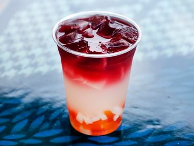 A hibiscus limeade with fruit jellies is served at Sandwich Hag on S. Lamar in Dallas, March...