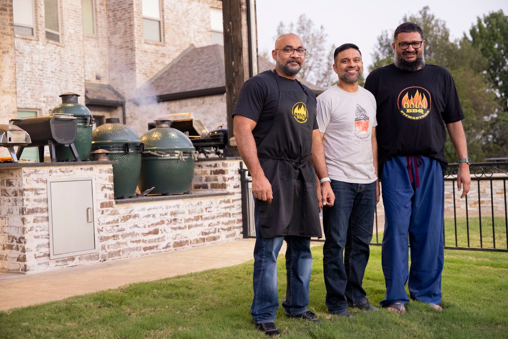 (From left) Founders of the Halal BBQ Pitmasters group Rehan Jaffrey, Zahid Ahmad and Neghae...