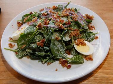Spinach and Bacon salad photographed Monday December 14, 2015, from the lunch menu of the...