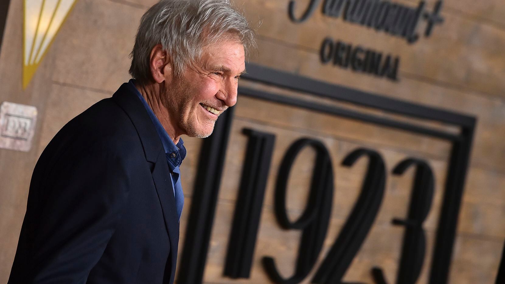 Harrison Ford arrives at the Los Angeles premiere of "1923" at American Legion Hollywood...
