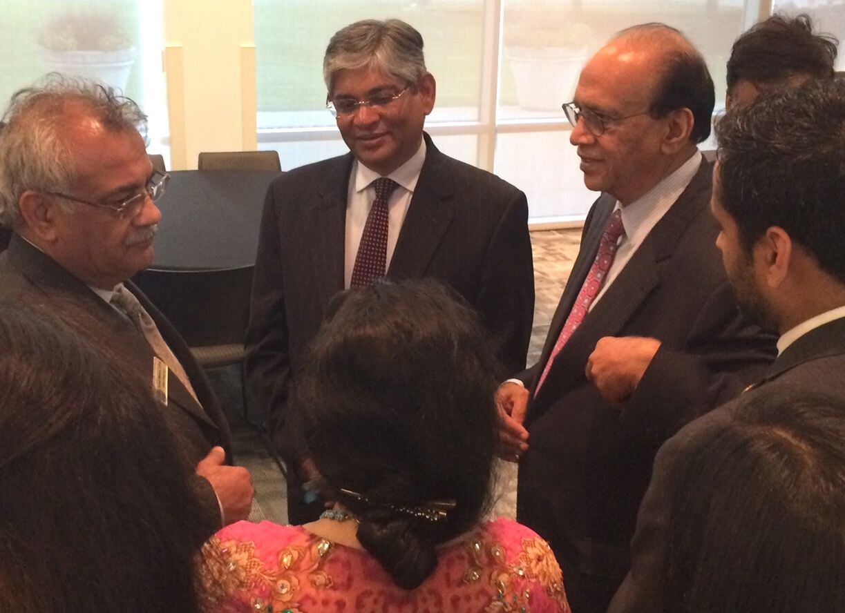 Arun Kumar Singh, Indian ambassador to the United States, visits with members of the Indian...