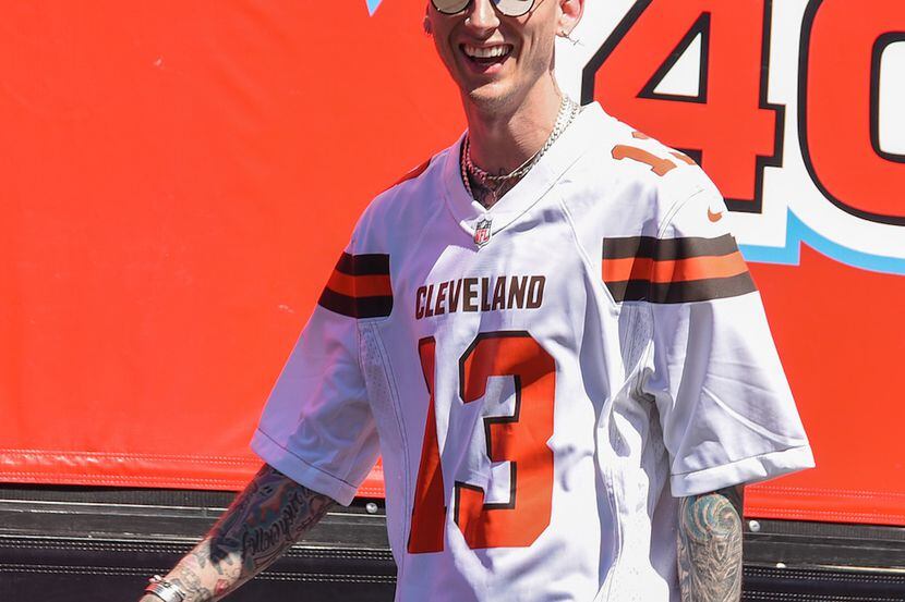 Machine Gun Kelly attended the Monster Energy NASCAR Cup Series race at Auto Club Speedway...