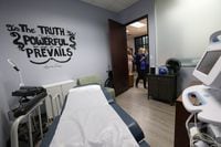 The sonogram room at the new First Unitarian Church of Dallas-sponsored pregnancy center in...