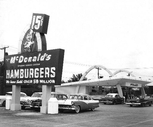 A 1950's handout photo shows Ray Kroc's flagship McDonald's franchise in Des Plaines, Ill.  