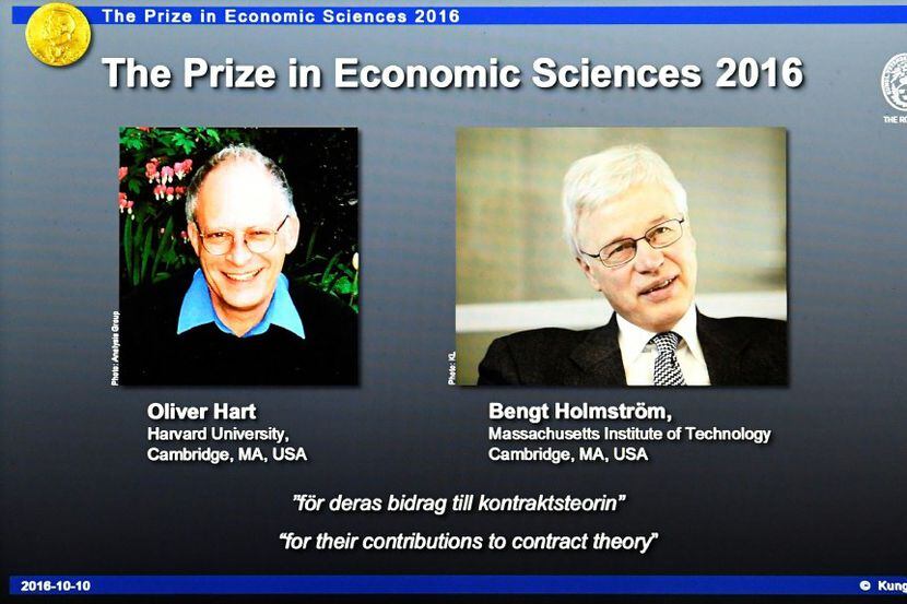 Los ganadores del Premio Nobel de Economía 2016. (AP)
