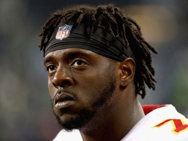 File - Chiefs offensive tackle Cameron Erving looks on during warmsups before a game against the Seahawks at CenturyLink Field on Dec. 23, 2018, in Seattle. (Photo by Abbie Parr/Getty Images/TNS)