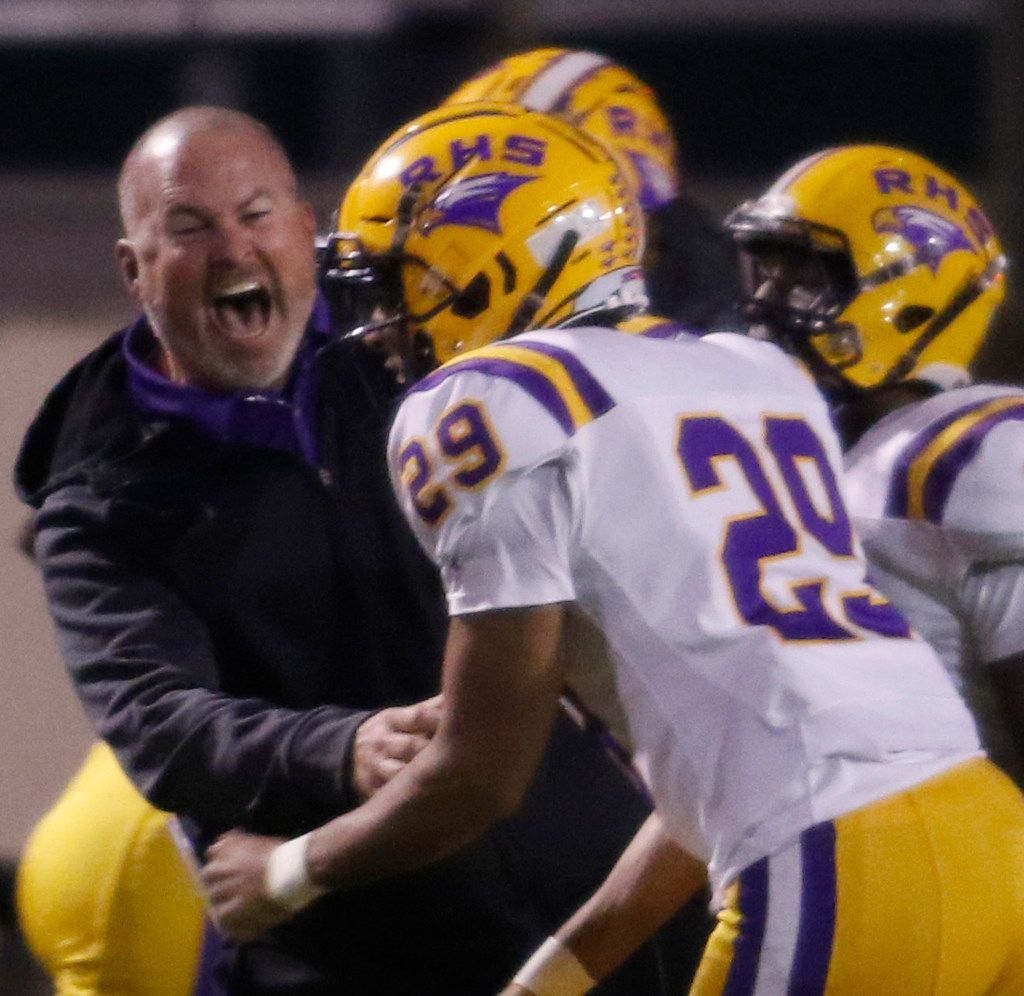 Richardson assistant head coach Brandon Rushing was elated on the team sideline after...