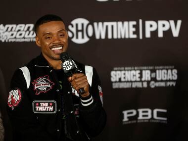 WBC and IBF world champion Errol “The Truth” Spence Jr., speaks during a press conference...