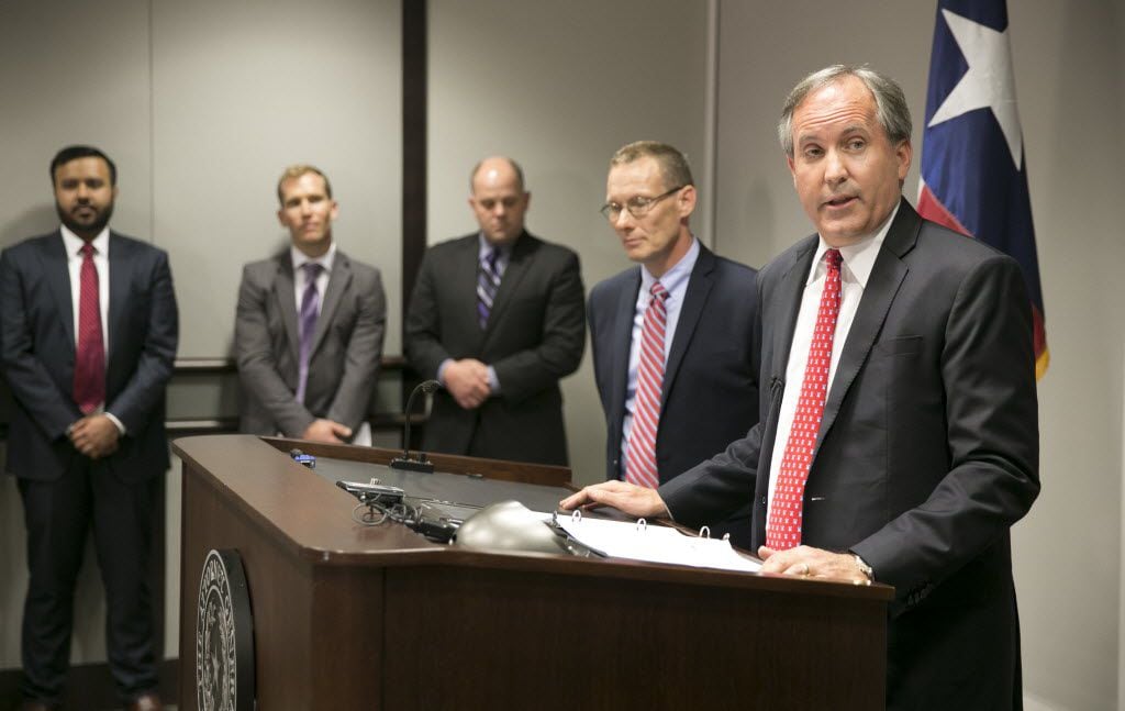 Texas Attorney General Ken Paxton spoke at a May 25 press conference announcing a lawsuit...