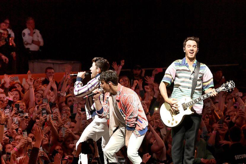 The Jonas Brothers performed at the NCAA March Madness Music Series at The Armory on April...