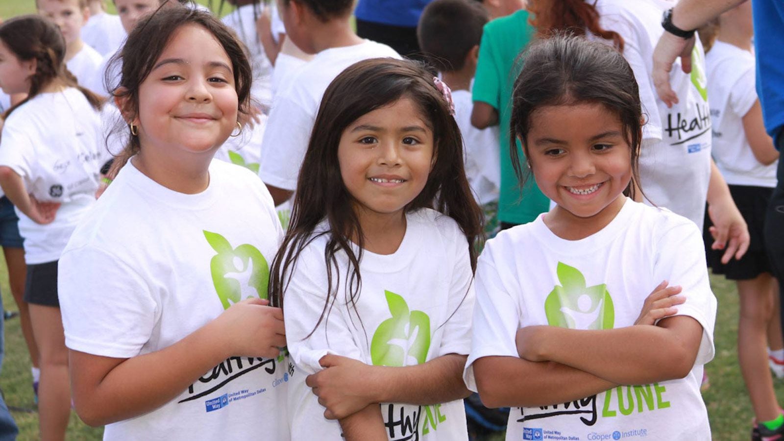 three young girls participating in a Healthy Zone Schools event