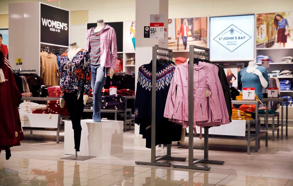 Women's St. John's Bay brand clothing is on display inside the J.C. Penney at Timber Creek...