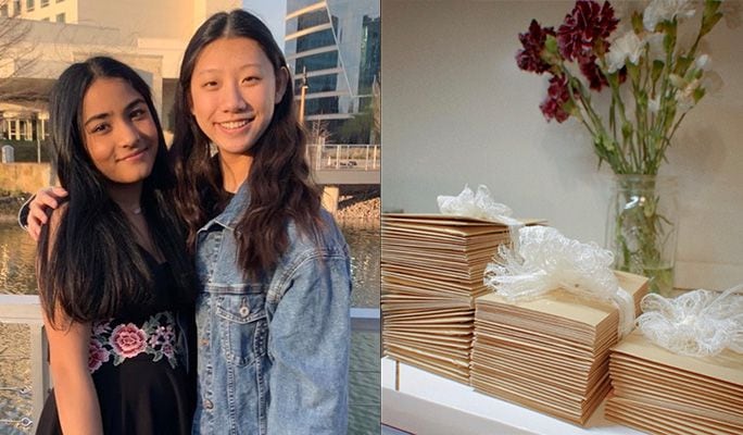 Vedha Vaddaraju (left) and Iris Lai started a group called Letters of Gold, which encourages...