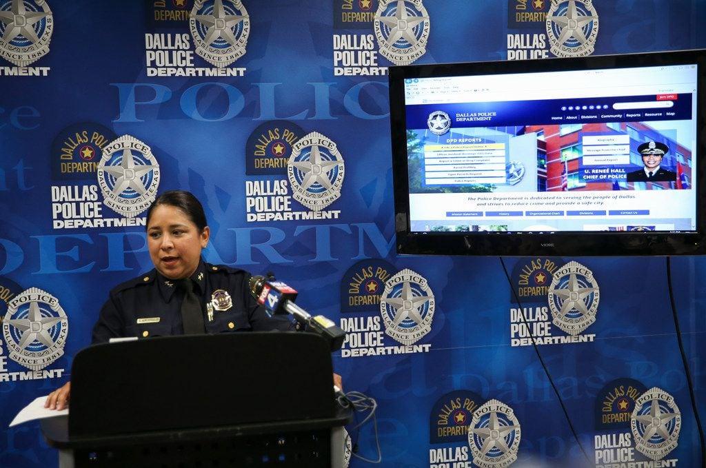 Dallas Police Assistant Chief Angela Shaw speaks to members of the media regarding the...