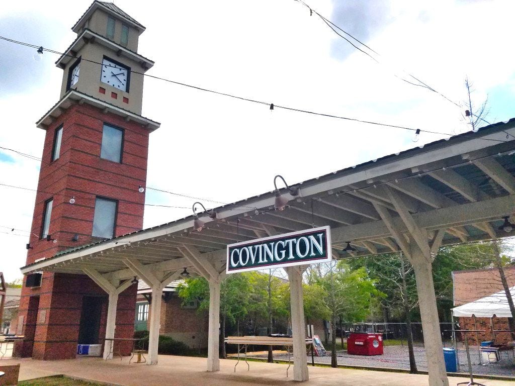 The Covington, La., clock tower and train station replica mark the trailhead for the 31-mile...