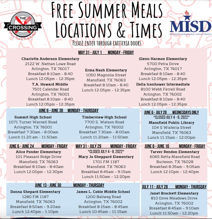 Mesquite ISD presenta su programa de comidas de verano.