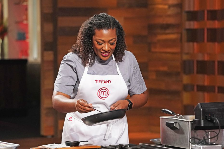 In part of the 'MasterChef' episode airing July 20, 2022, Dallas chef Tiffany Derry models...