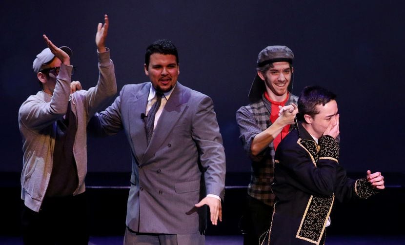 Noah Aguilar, of Frenship High School, learns he won the award for Best Leading Actor during...