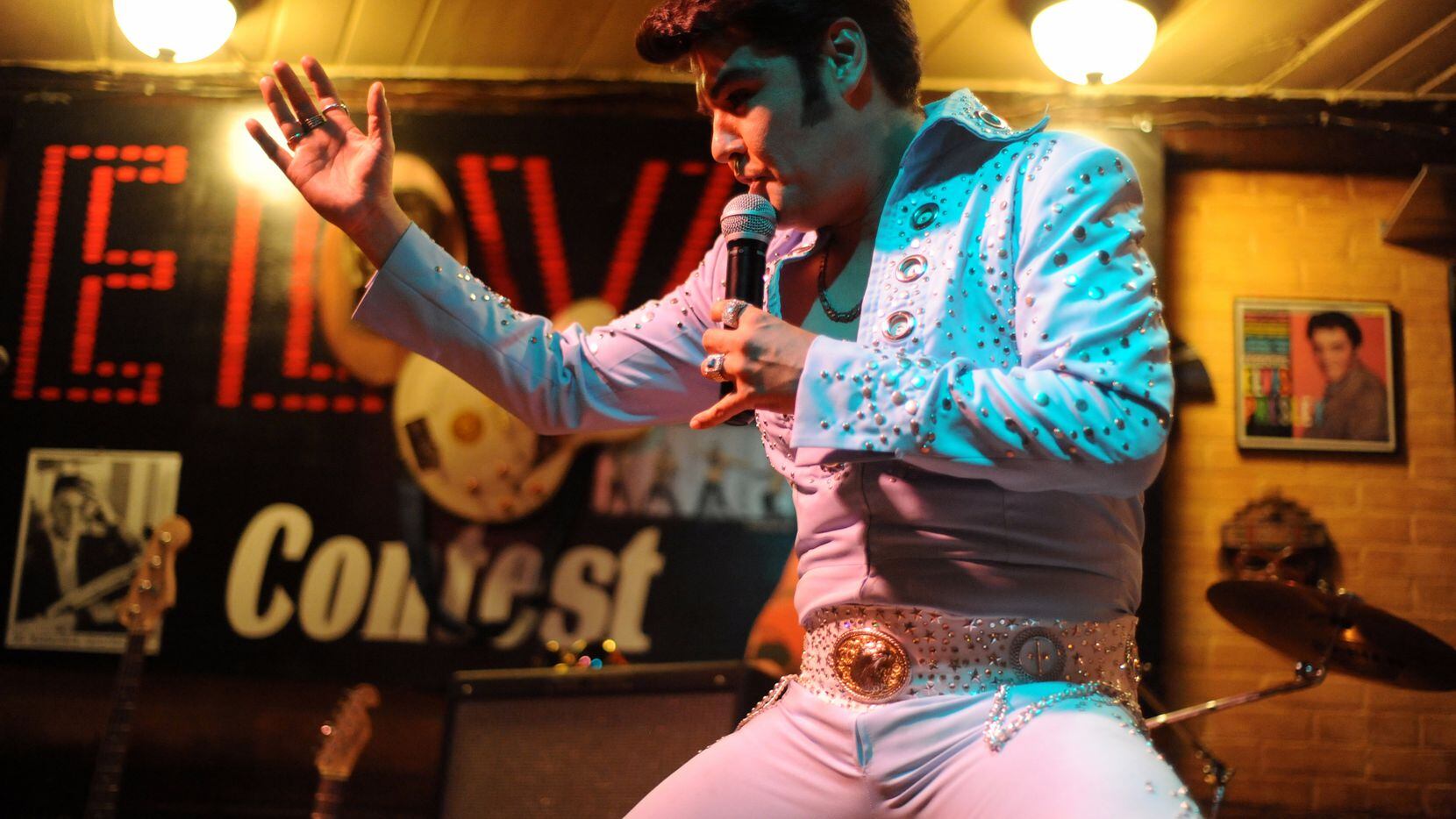 In a 2014 file photo, Pablo wins first place in the Elvis impersonation contest at El Ranchito in Dallas.
