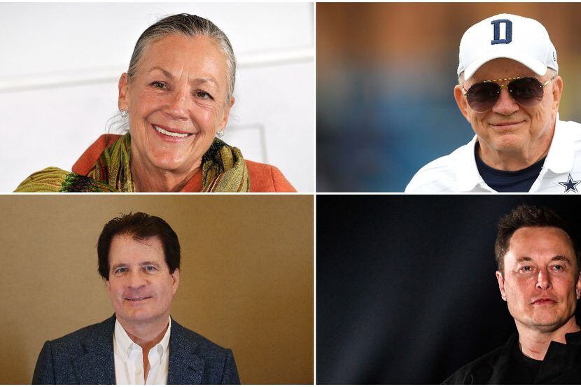 Alice Walton, Jerry Jones (arriba), Andy Beal y Elon Musk (abajo) están entre las personas...