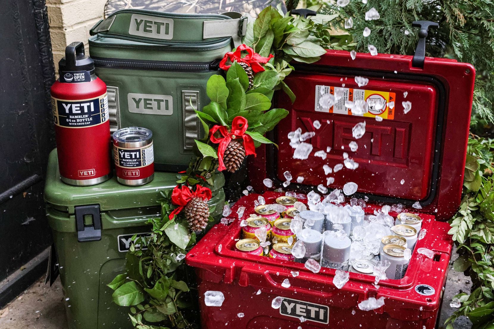 YETI's new limited edition Harvest Red and Highlands Olive collections.