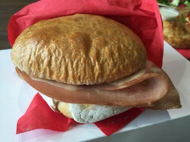 Mortadello, prosciutto and provolone panino at Palmieri Cafe 