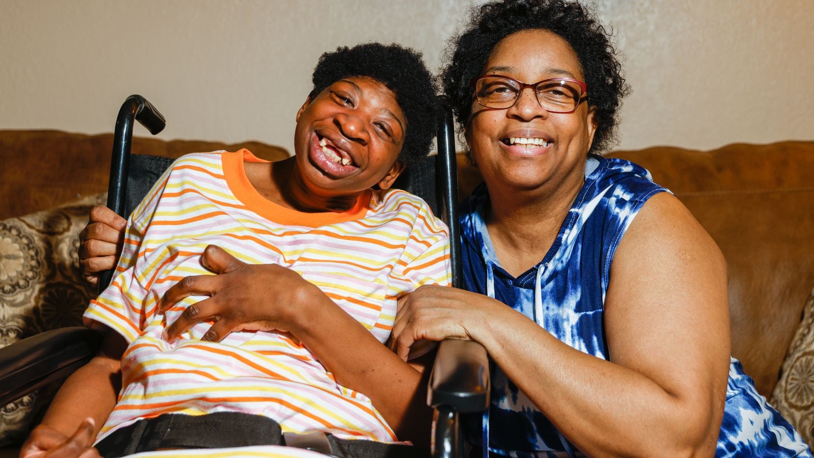 Jaramella Allen (left), 33, and mother Ella Jacobs, 58, at their home in Wichita Falls on...