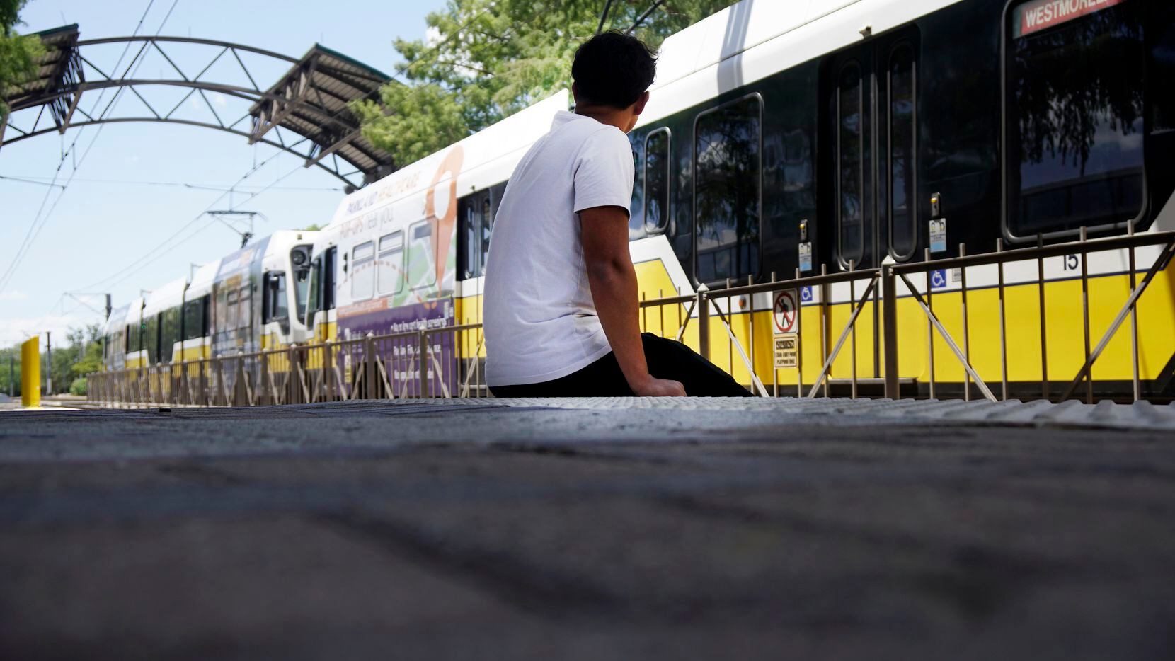 Sixteen-year old Jordan Sanchez stands at the Tyler/lVernon Dart Station where is catches...