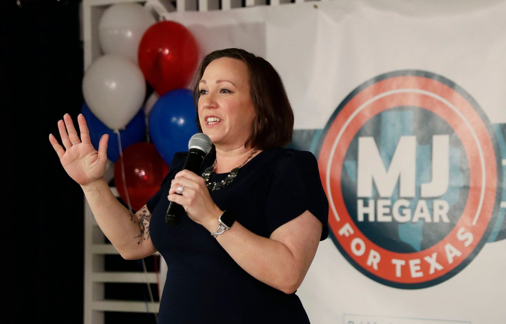 Democratic U.S. Senate candidate MJ Hegar has used the issue of the courts to criticize Texas Sen. John Cornyn, a Republican, as overly partisan. (AP Photo/Eric Gay)