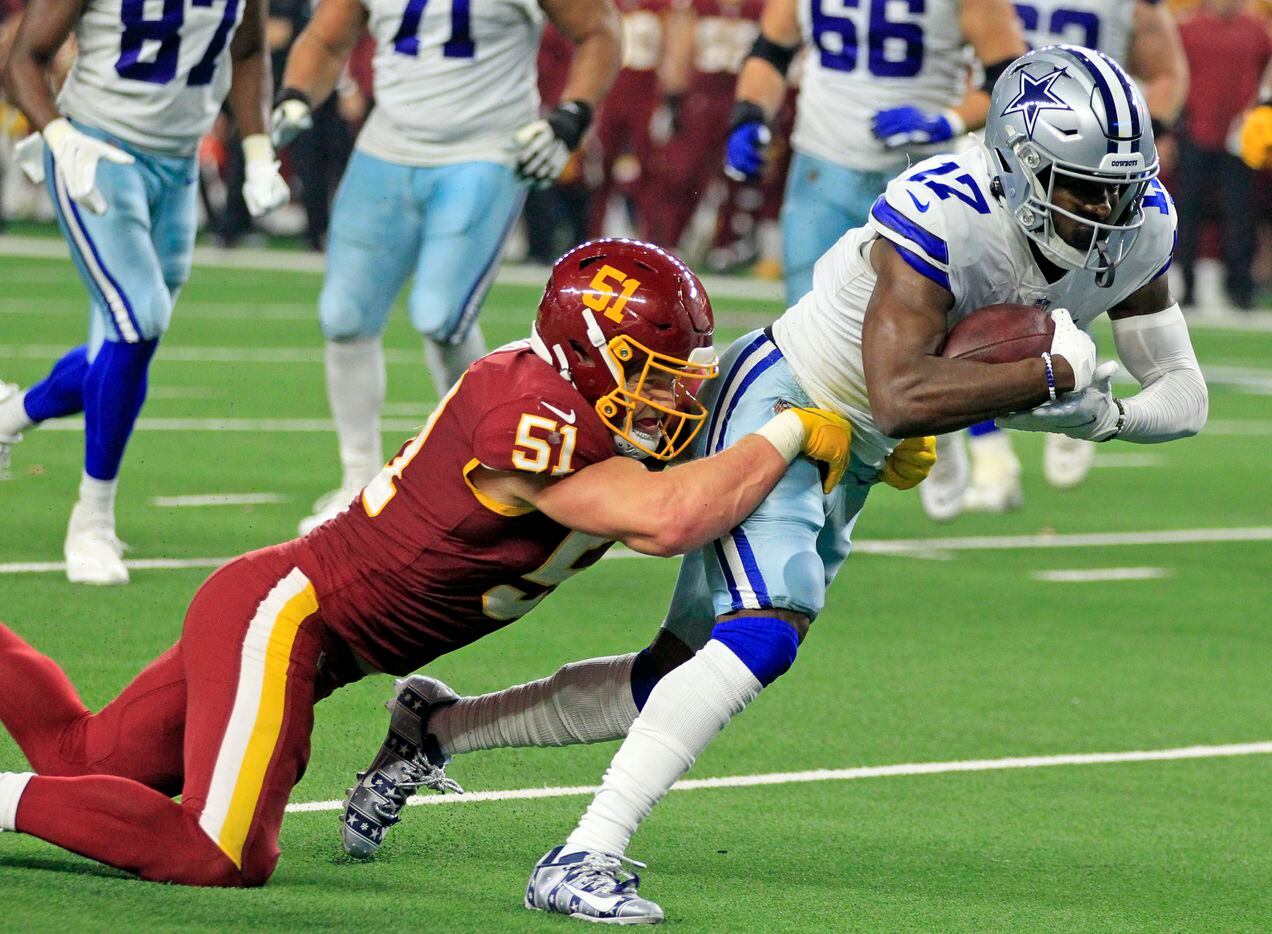 Dallas Cowboys wide receiver Malik Turner (17) can’t be stopped by Washington Football Team...