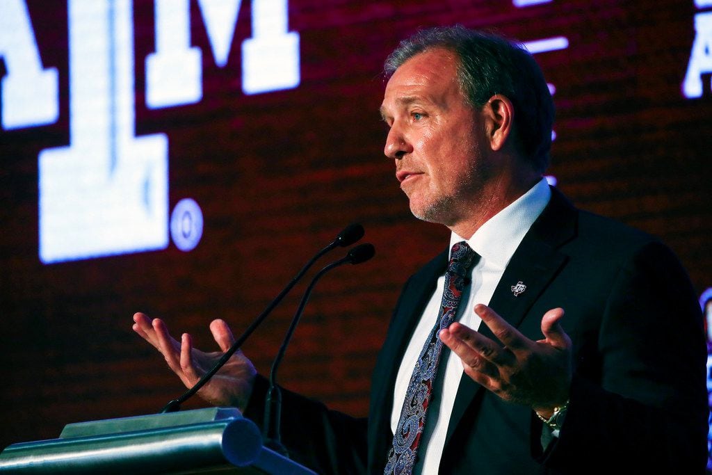 Texas A&M head coach Jimbo Fisher speaks during the NCAA college football Southeastern...