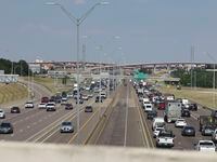 Traffic on Texas 183 TEXpress, Tuesday, June 21, 2022 in Arlington, Texas. Gas prices...