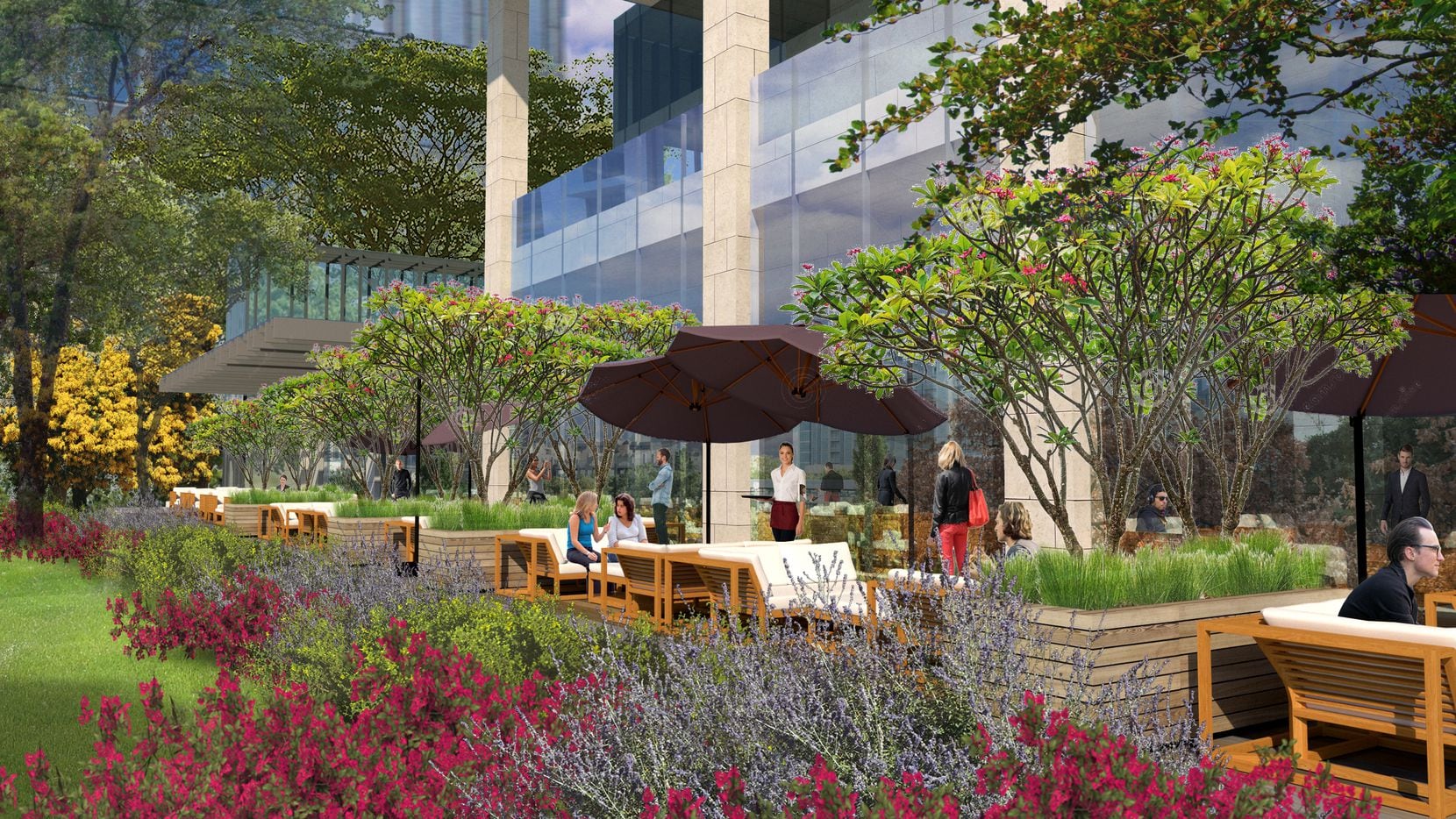 A groundfloor restaurant with outdoor seating is planned on the half-acre lawn out front.