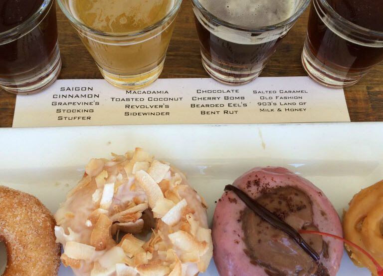 doughnut flight at Luck in Trinity Groves included beers from North Texas breweries.